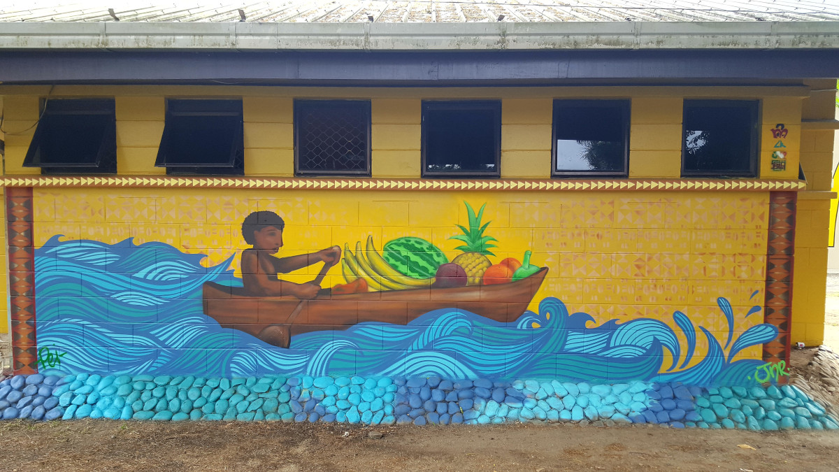 The canoe - Mural painted by youth from Fiji